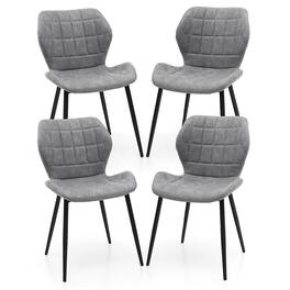 Gymax - Dining Chairs Set of 4 w/ Padded Back Metal Legs & 2 Adjustable Foot Pads - Gray