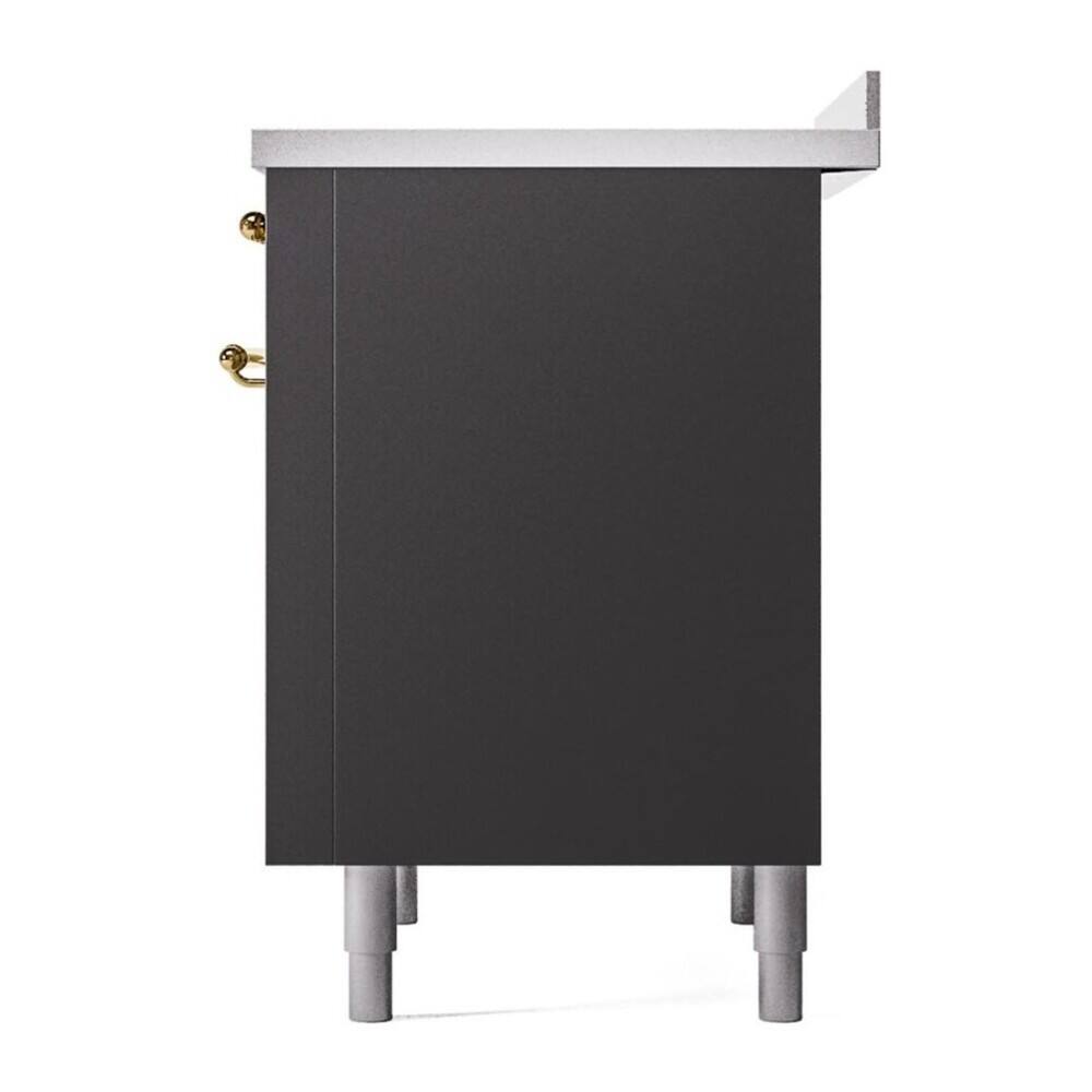 Alt View 10. ILVE - ILVE Nostalgie II 36 inch Induction Range with 6 Elements (Triple Glass Door, Graphite Matte, Brass) - Graphite Matte.