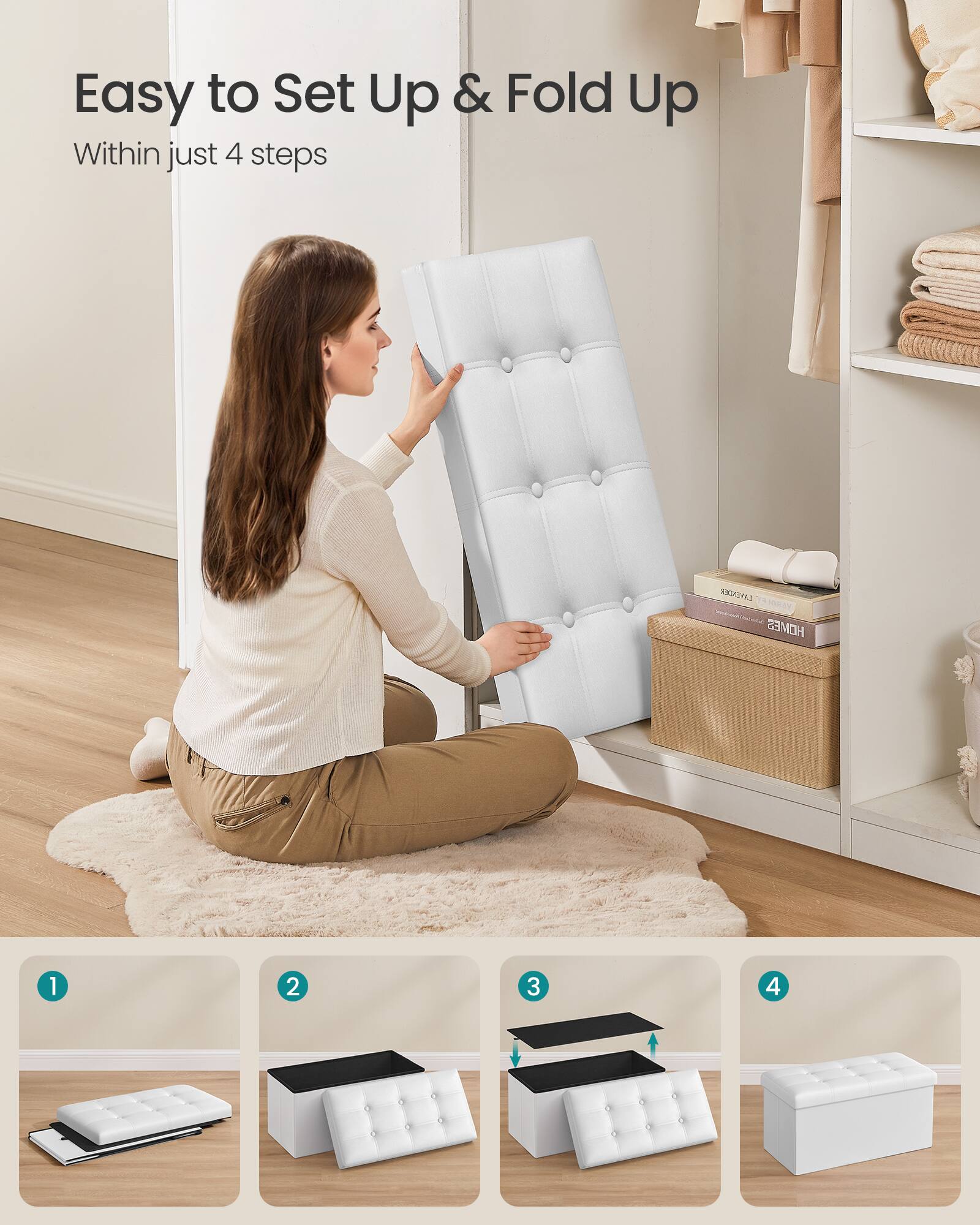 Easy to Set Up & Fold Up  
Within just 4 steps