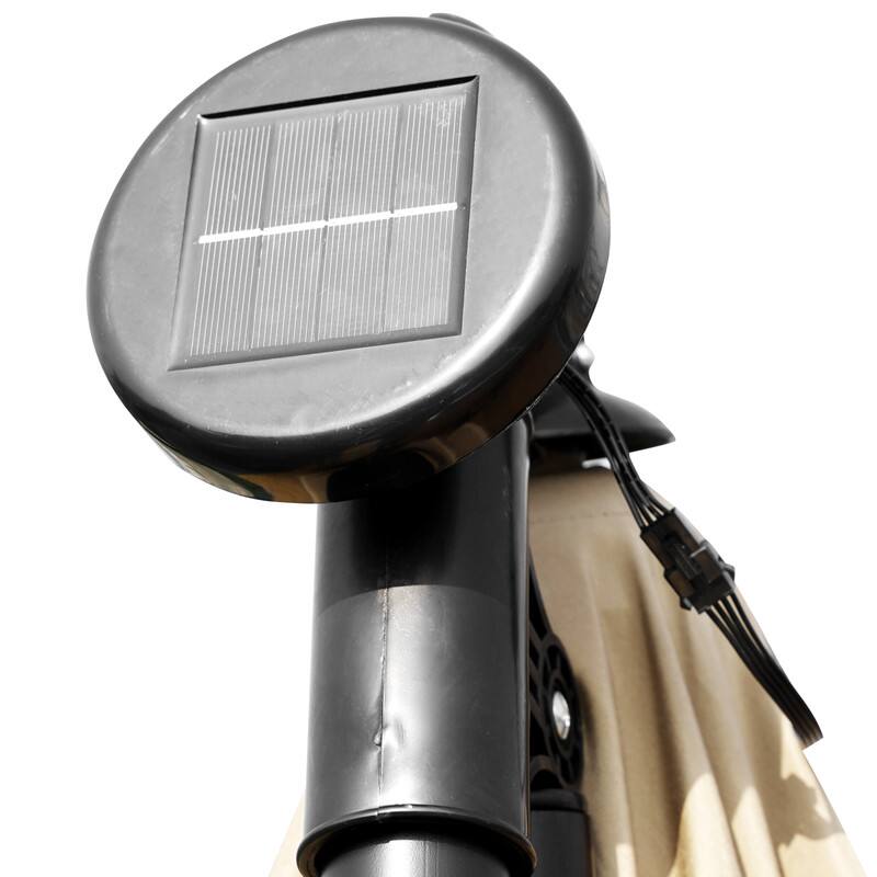 Alt View 9. LeisureMod - Willry Solar Powered Patio LED Umbrella with Crank and Powder Coated Metal Frame - Beige.