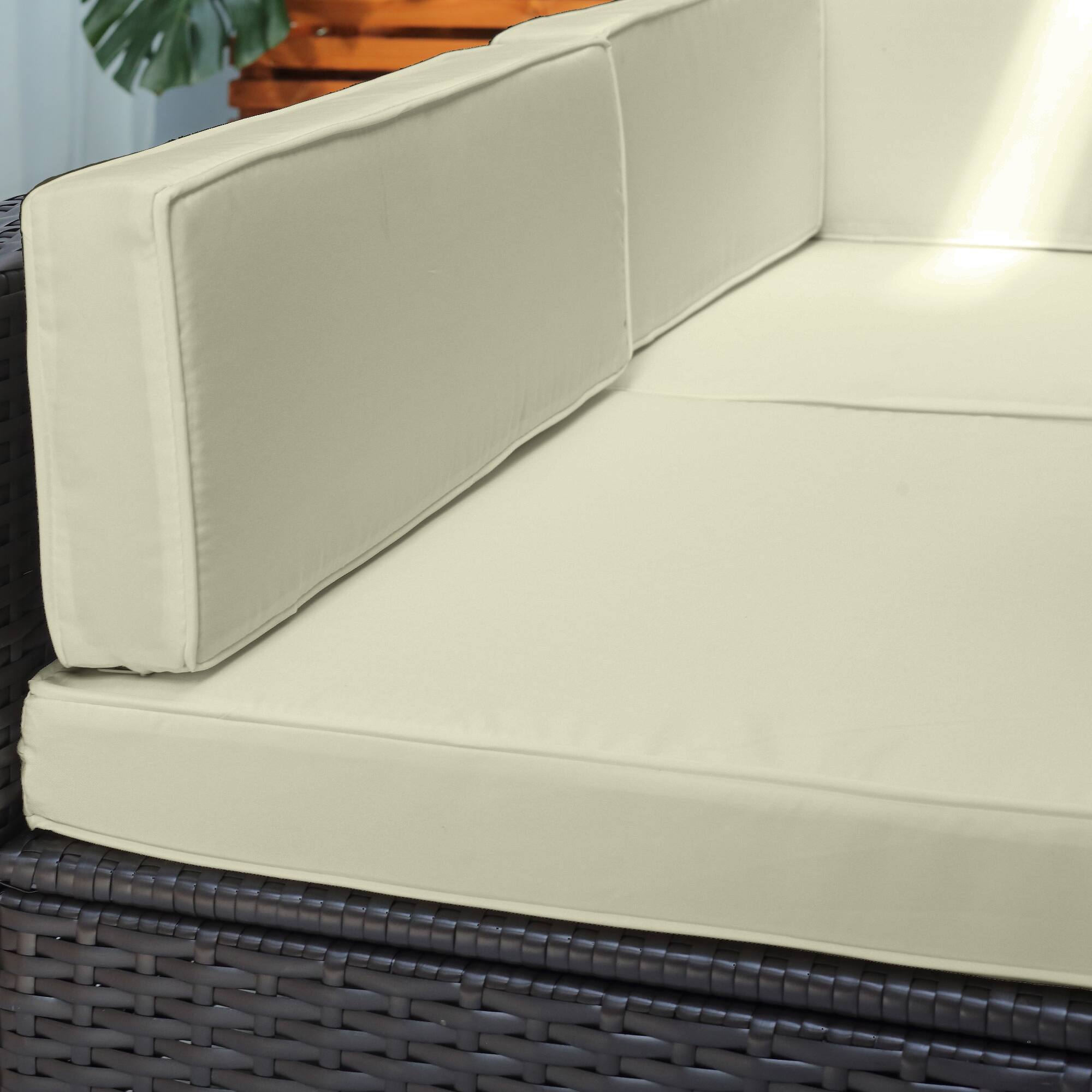 Alt View 7. Outsunny - 7 Piece Outdoor Patio Furniture Set with Cushions, All Weather PE Rattan Outdoor Sectional Patio Furniture Set - Beige.