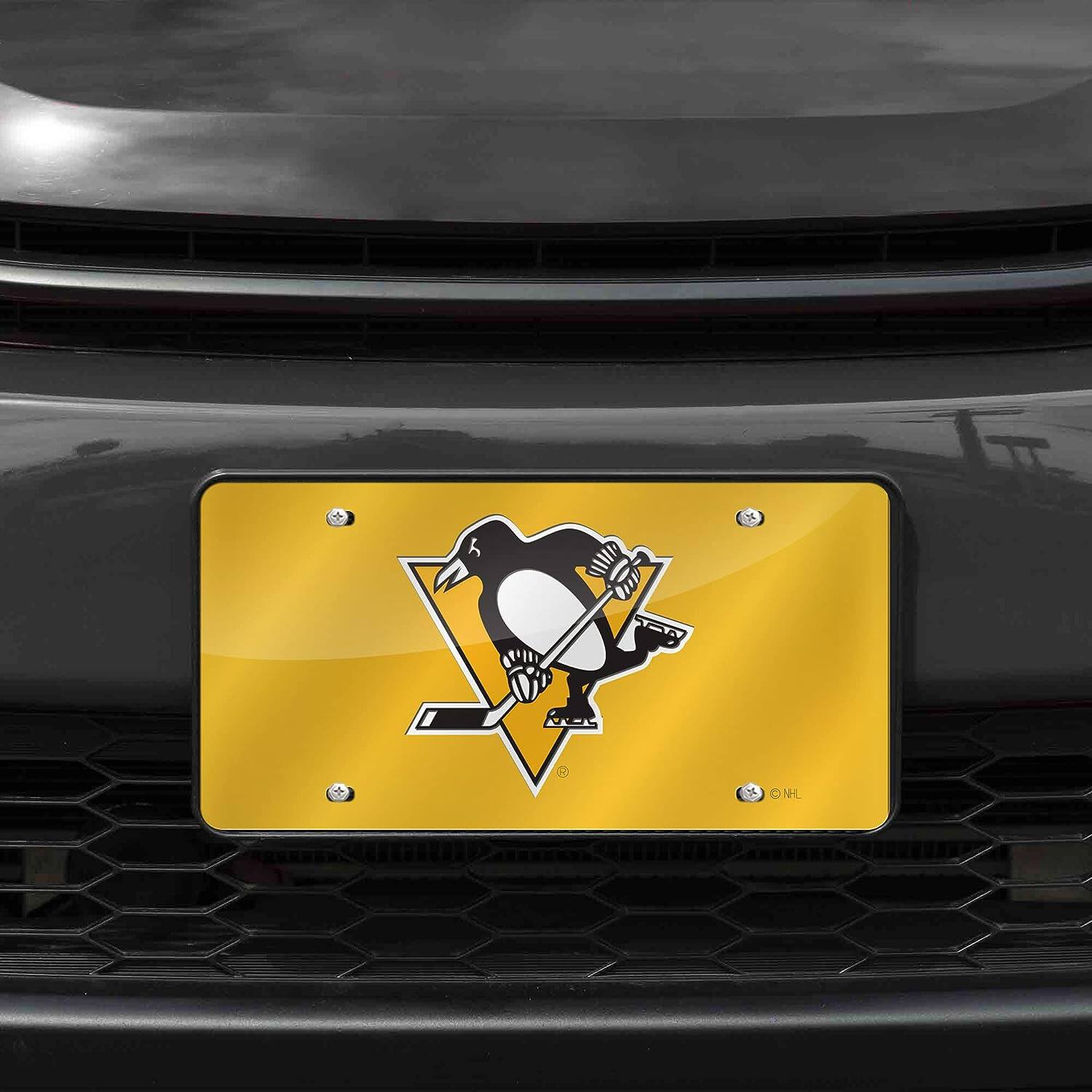 Alt View 1. Rico Industries - Pittsburgh Penguins Gold Mirror Look Acrylic License Plate Laser Tag - Multi.