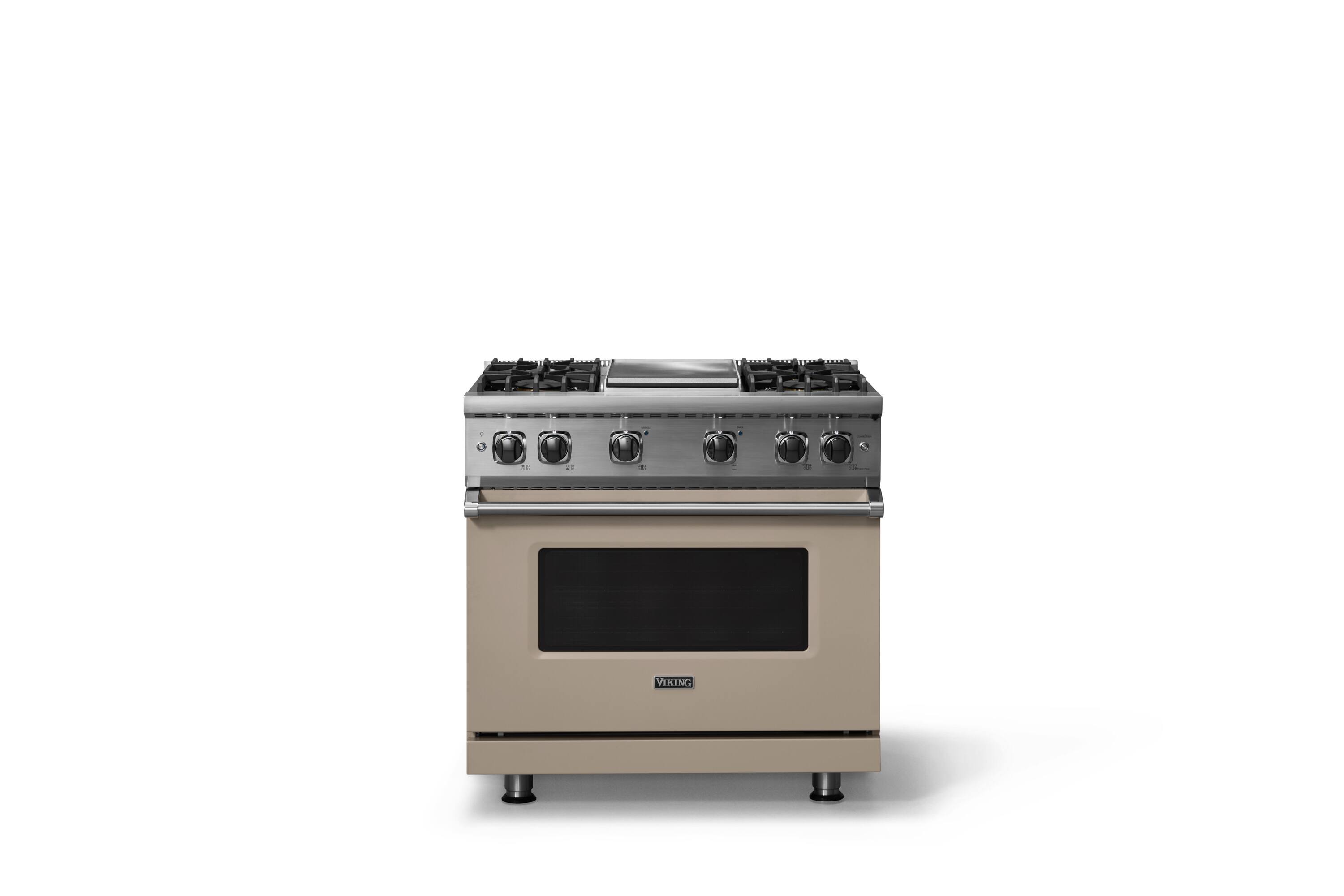 Alt View 1. Viking - 5.1 Cu. Ft. 36"W Freestanding LP Gas Sealed 4 Burner Range with Griddle - Nantucket.