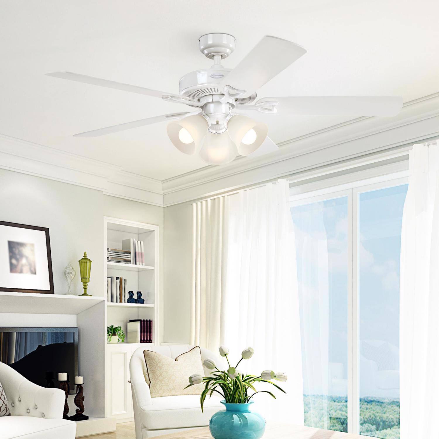 Angle. Westinghouse - Westinghouse Vintage 52 in. White LED Indoor Ceiling Fan.