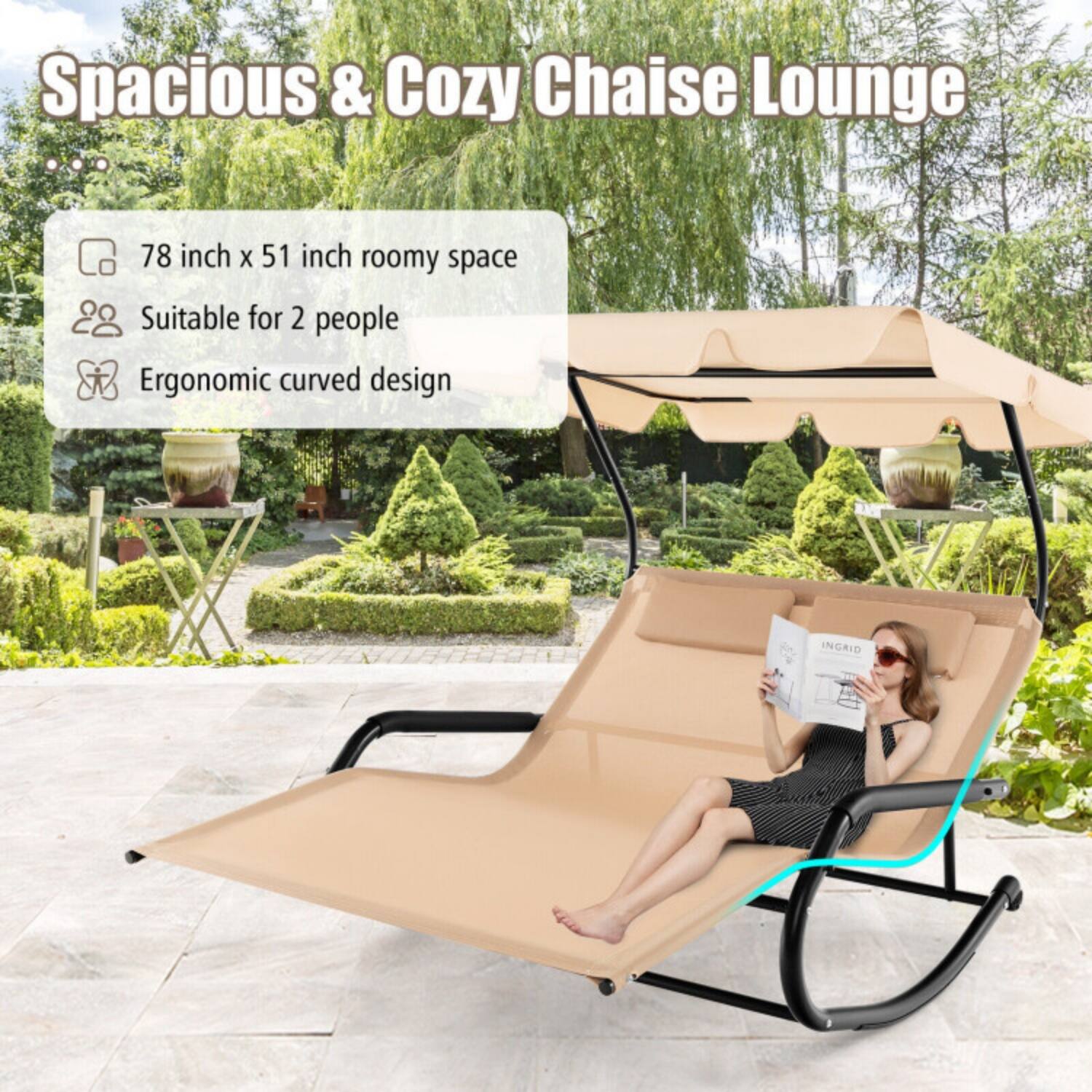 Spacious & Cozy Chaise Lounge

- 78 inch x 51 inch roomy space
- Suitable for 2 people
- Ergonomic curved design