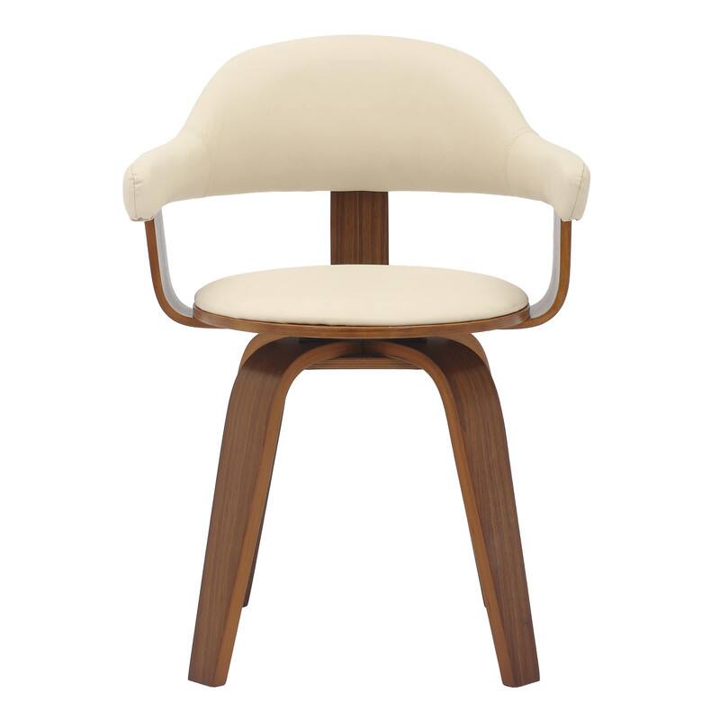 Alt View 2. LeisureMod - Brivo Modern Leather Upholstered Side Dining Chair with Open Back and Swivel for Home Living Room or Office - Cream.