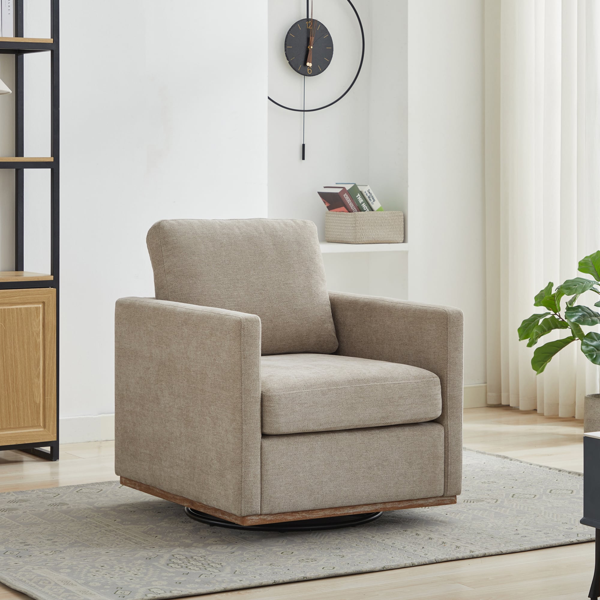 GOODSILO - Modern Square Swivel Accent Chair with 360-Degree Rotation ...