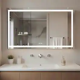 Kadyn - 60x36 Inch Oversized Frameless Rectangle LED Bathroom Mirror with Bright LEDs