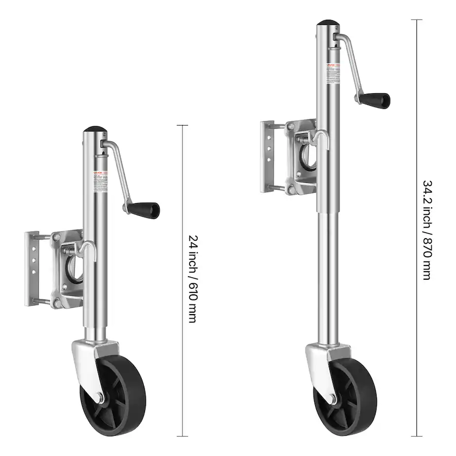 Wheel Load Distribution VEVOR Trailer Jack with Wheel, 1000 lbs Load Capacity, Heavy Duty ...