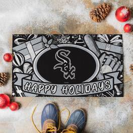 Evergreen Enterprises - Chicago White Sox 28" x 16" Happy Holidays Christmas Turf Door Mat - Multicolor