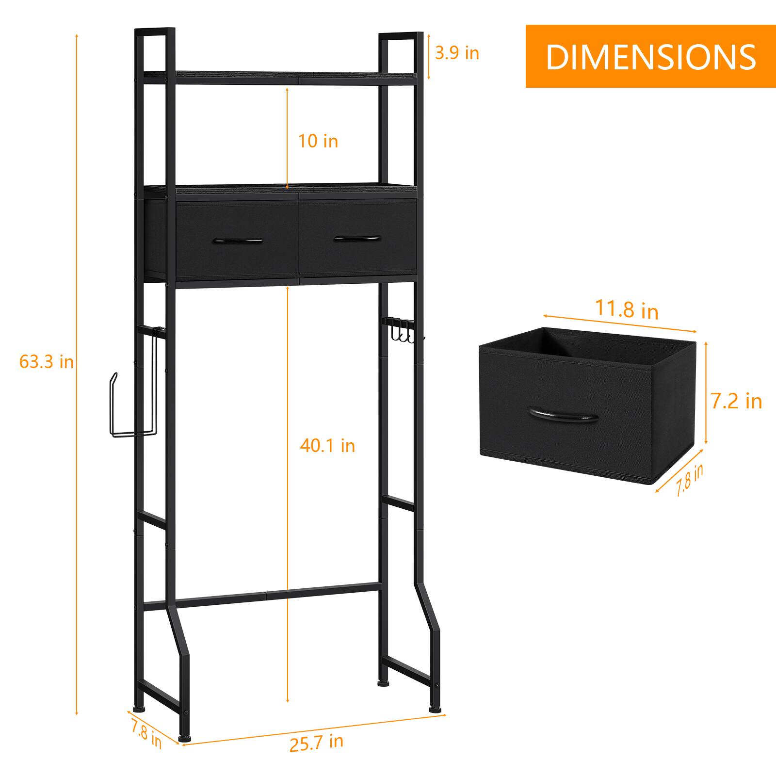 3.9 in  
DIMENSIONS  
10 in  
11.8 in  
63.3 in  
7.2 in  
40.1 in  
7.8 in  
25.7 in
