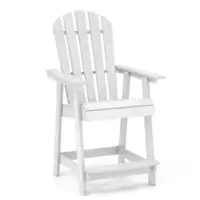 Costway 1 PCS Tall Bar Stool HDPE Patio Chair with Armrest Footrest Home Indoor Outdoor - White - Front_Zoom