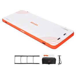 VEVOR - Inflatable Floating Dock, 15 x 6FT Inflatable Dock Platform, Non-Slip Water Floating Dock Mat with Detachable Ladder - White + Orange