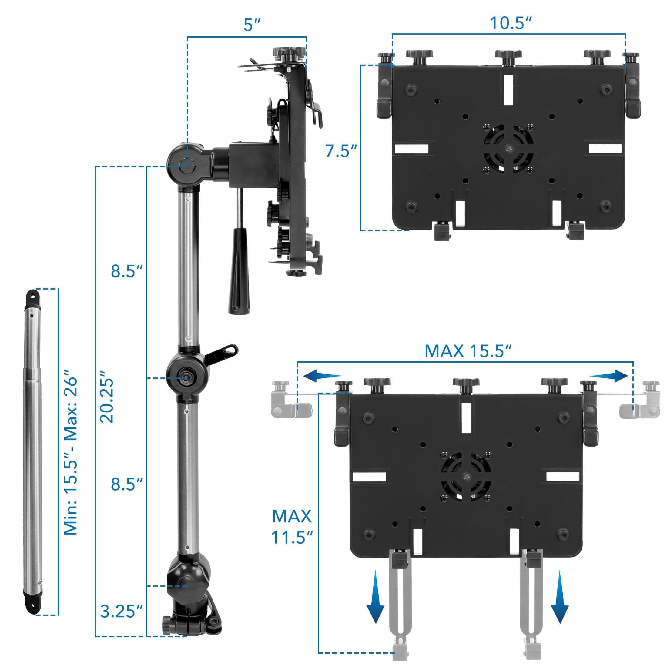 5" 10.5" 7.5" 8.5" 26" Max: 15.5"- Min: 20.25" 8.5" MAX 11.5" MAX 15.5" 3.25"