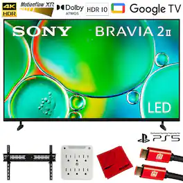 Sony - BRAVIA 2 II 65 inch 4K HDR Smart LED Google TV (2025) with Accessories Bundle