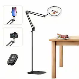 OMOMMD - Overhead Phone Mount With Ring Light Circle Cri Adjustable Height Camera Tripod For Photography Live Stream - 10 inches