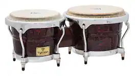 Tycoon Percussion - Concerto 7-Inch and 8.5-Inch Siam Oak Bongo Drum Set with Water Buffalo Skin Heads, Deluxe Hoops and Tuning Wrench