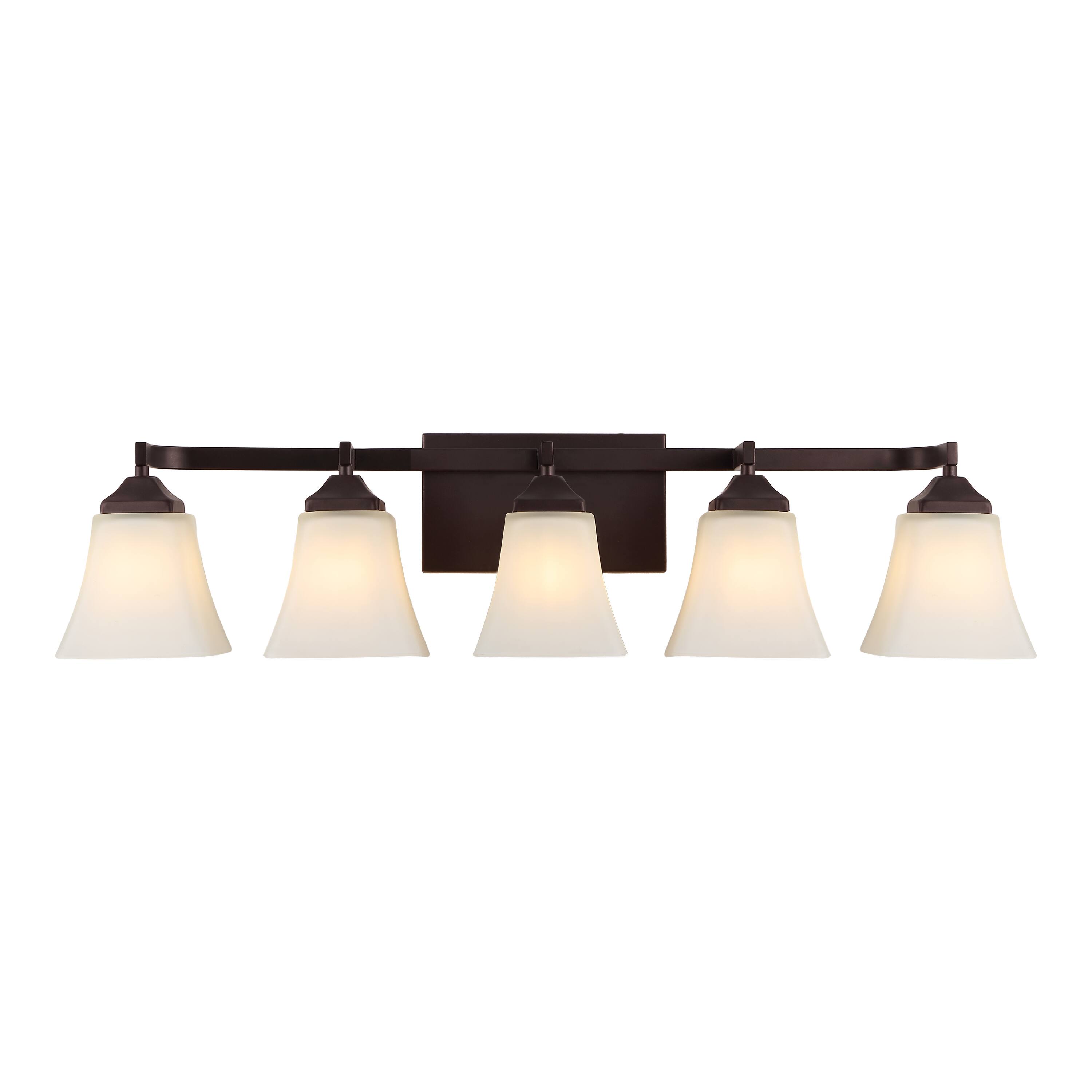 Alt View 8. Jonathan Y - Staunton 32.5" 5-Light Farmhouse Cottage Metal LED Vanity Light with Frosted Glass Shades, Oil Rubbed Bronze - Oil Rubbed Bronze.