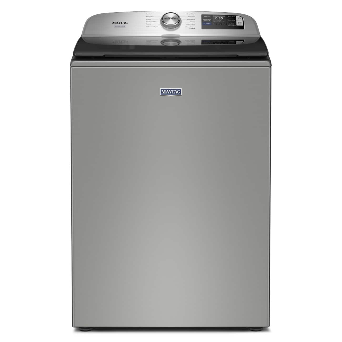 Package - Maytag - 5.3 Cu. Ft. Pet Pro Top Load Impeller Washer with Extra Power and Sanitize Cycle with Oxi and 7.4 Cu. Ft. Pet Pro Top Load Electric Dryer with Extra Power and Sanitize Cycle - Classic Silver