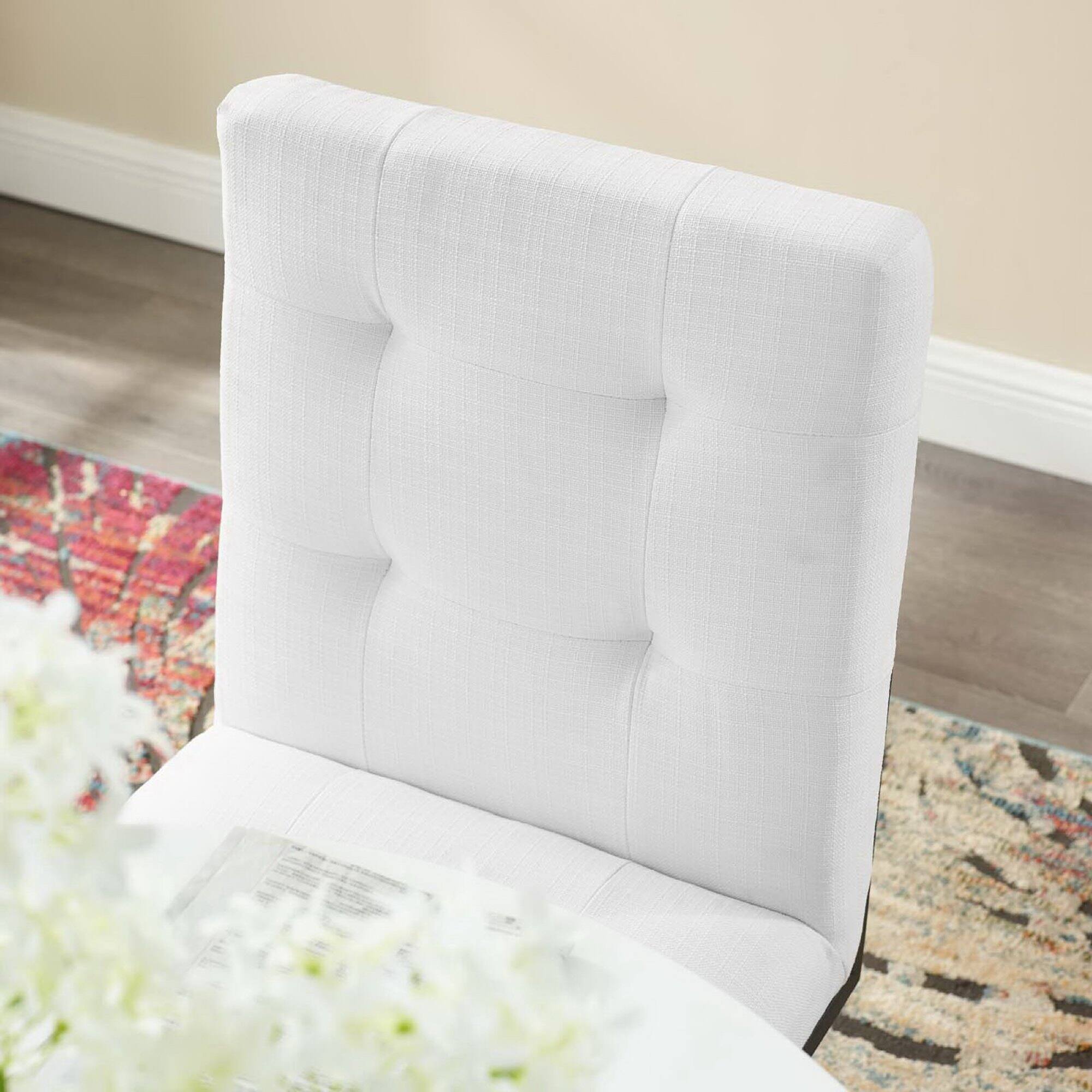 Left. Modway - Privy Black Stainless Steel Upholstered Fabric Dining Chair by Modway - Black White.