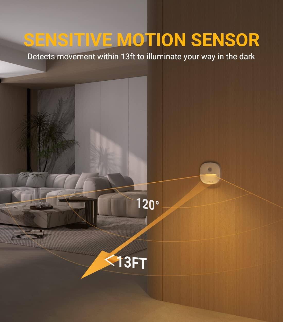 SENSITIVE MOTION SENSOR  
Detects movement within 13ft to illuminate your way in the dark  

120°  
<13FT