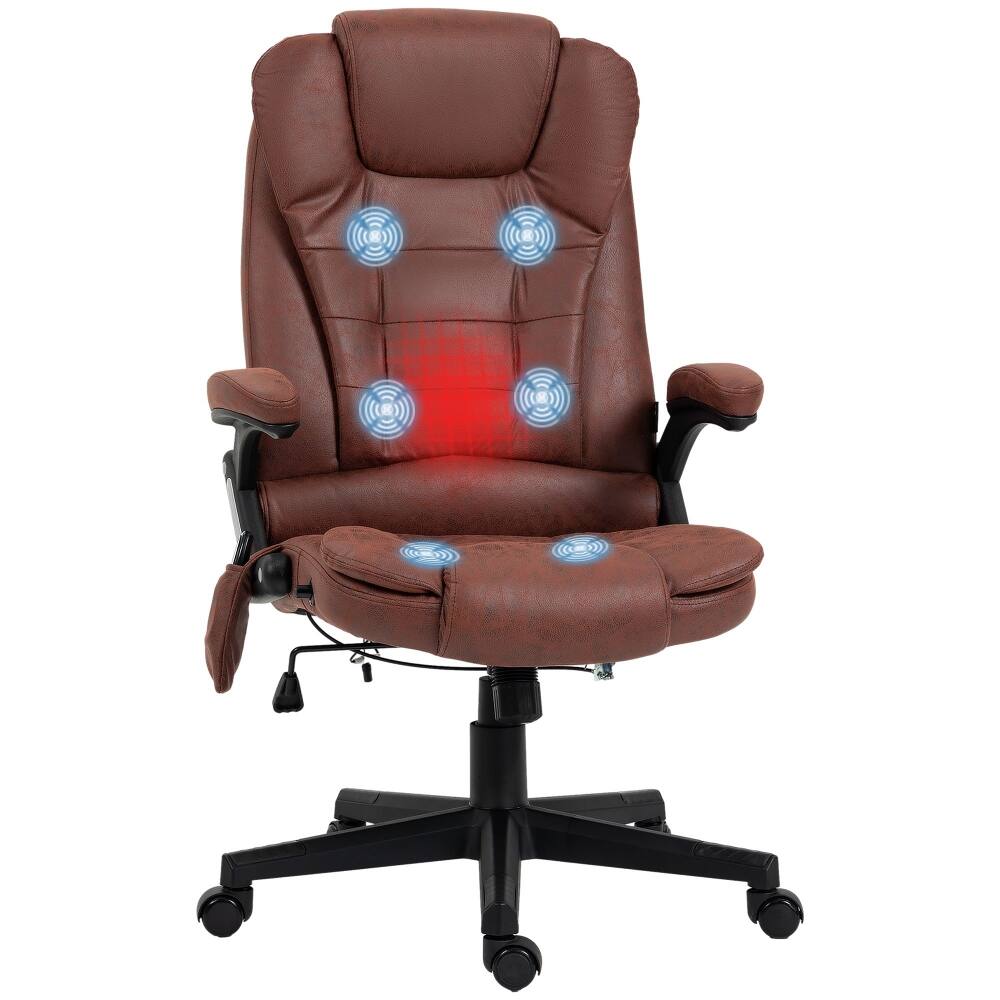 Front. Loheer - Loheer Massage Office Chair Heated Executive Reclining Desk Chair Red Microfiber - Red.