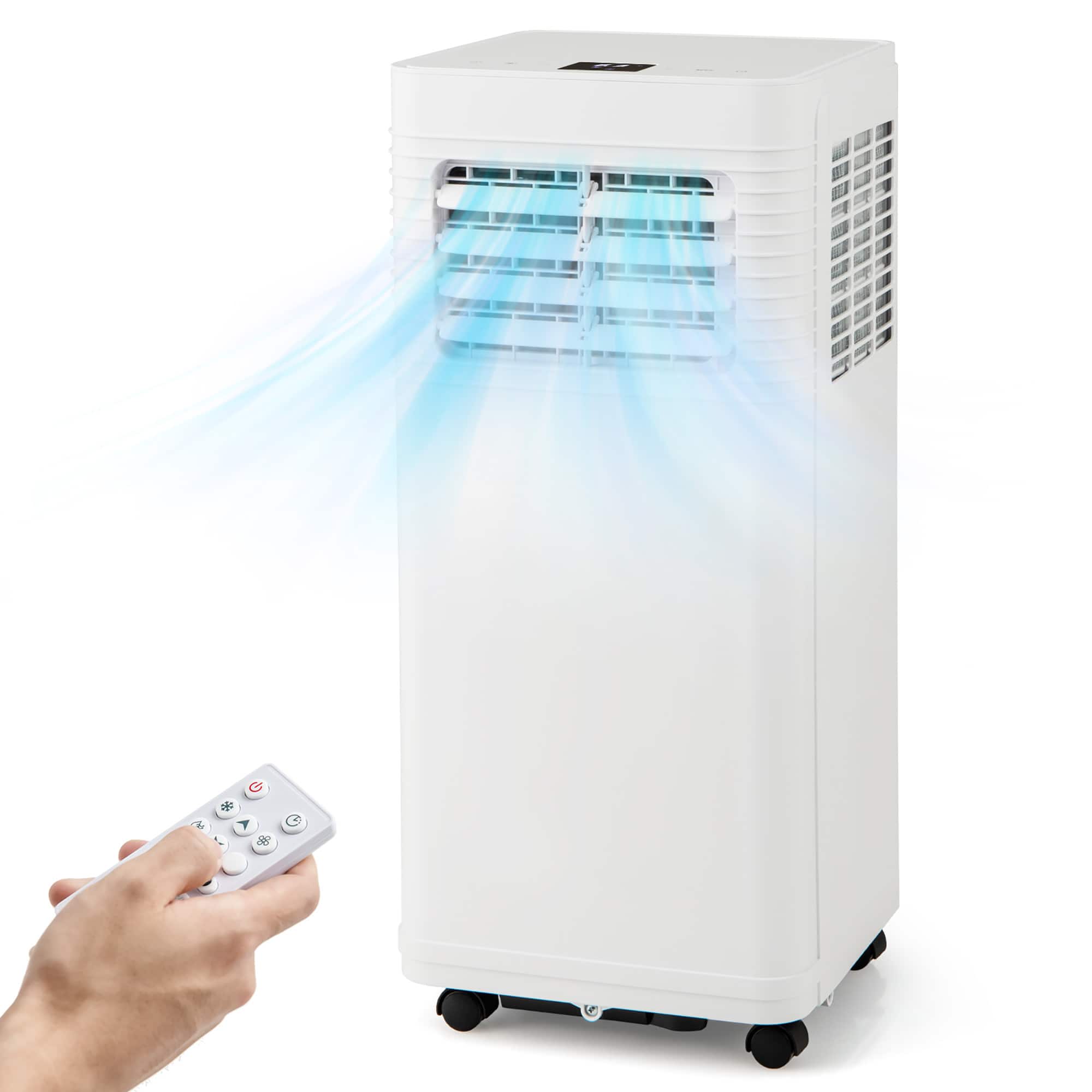 Front. Gymax - Gymax 8000 BTU Portable Air Conditioner 3-in-1 AC Unit w/ Dehumidifier & Fan Sleep Mode & 24H Timer - White.