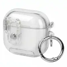 Front. Vena - For Apple Airpods 4 Case Cover TPU with Lock & Phone Stand, AirPods Case 4th Generation, Wireless Charging, Clear - Clear.