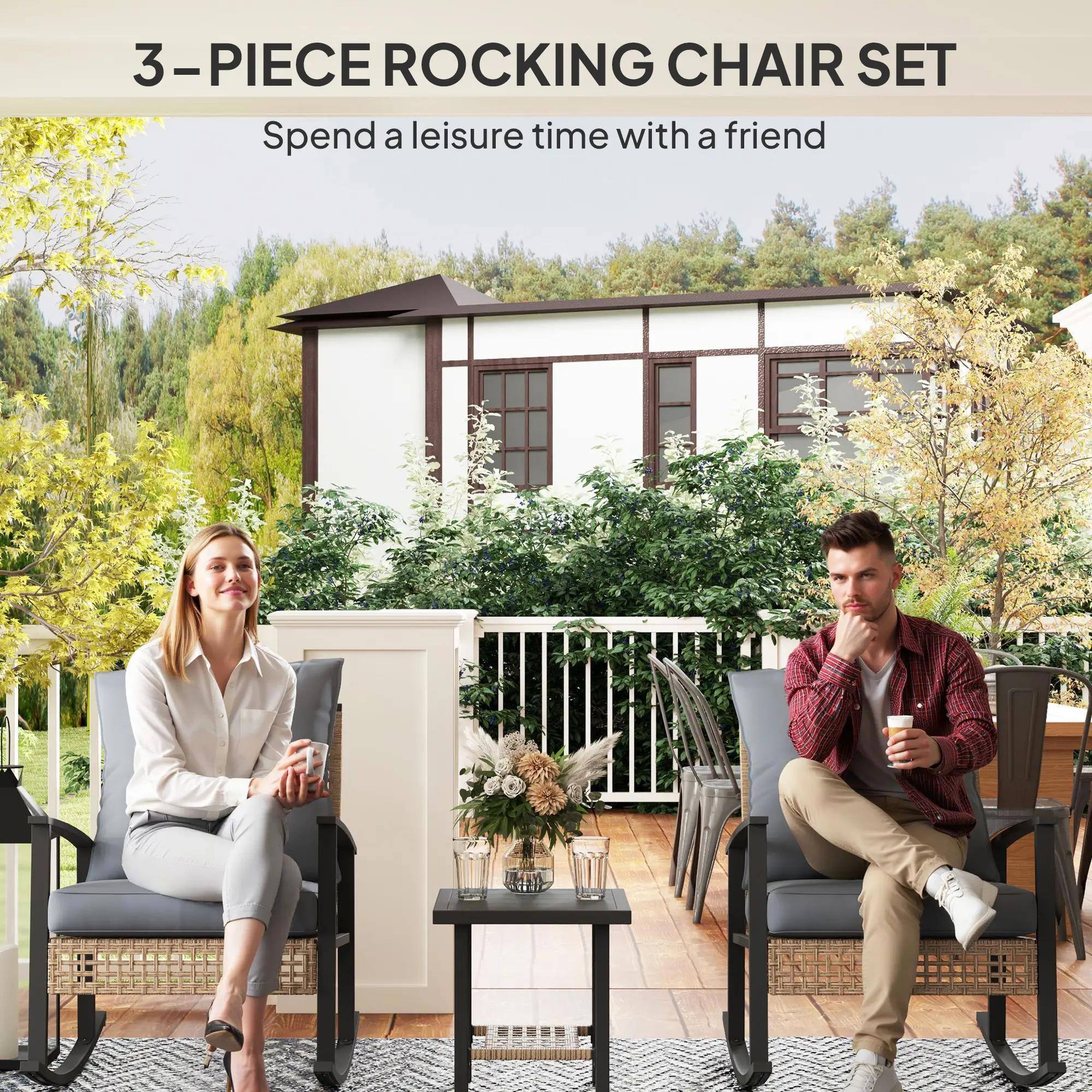 3-PIECE ROCKING CHAIR SET  
Spend a leisure time with a friend