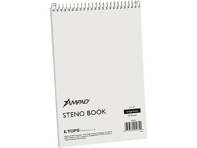 AMPAD  
STENO BOOK  

TOPS PRODUCTS  
70 Sheets  

Copy Pad  
70 Sheets  

Made in USA