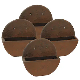 Sunnydaze - 12 in Round Wall-Mounted Outdoor Planter - Set of 4 - Dark Brown