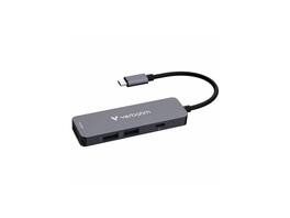 Verbatim - USB-C Hub: 4K@30Hz, 3x USB Ports (2x Type-A, 1x Type-C), Charging