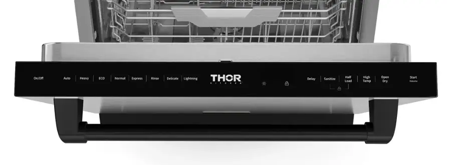 On/Off Auto Heavy ECO Normal Express Rinse Delicate Lightning THOR Delay Sanitize Half Load High Temp Open Dry Start Resume