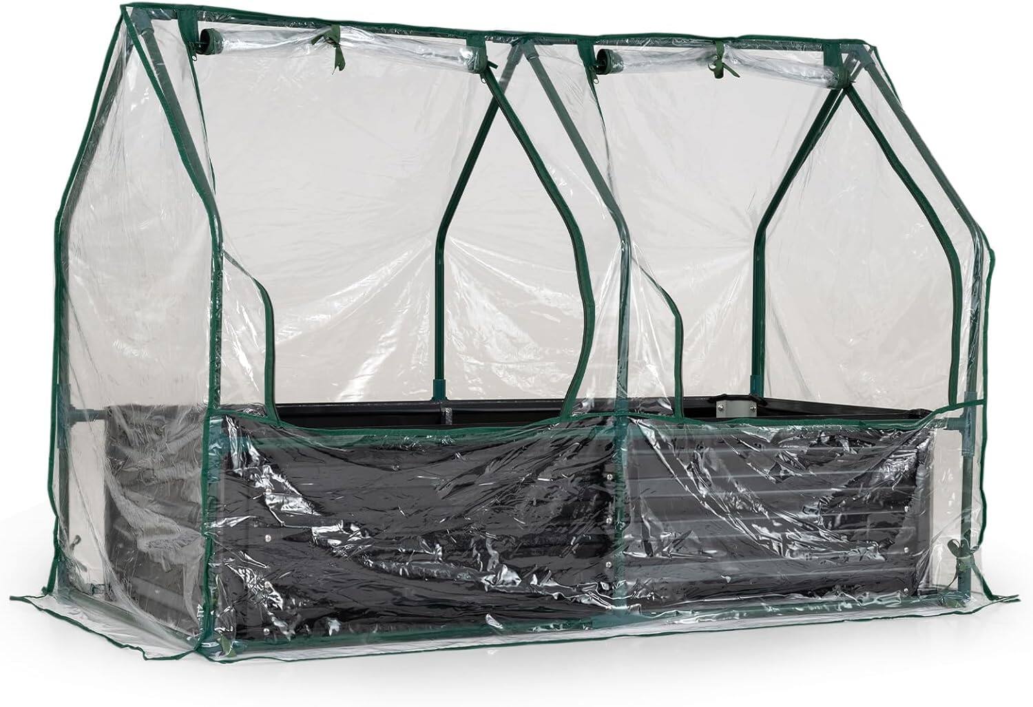 Gymax - 4 x 2 x 3 FT Small Galvanized Raised Garden Bed w/Greenhouse Cover Windows Transparent - Black price history on PriceWatchPro