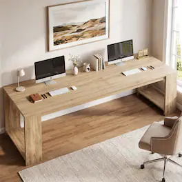 Aheaplus - 78.7 Inch Extra Long Computer Desk, Large Workstation for Home & Office - Nature Oak