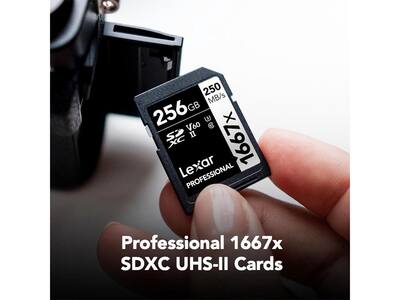 Lexar 1667x 256GB (2 Pack) SDXC UHS II, 250MB/s Read, Pro Photo Lexar 1667x 256GB (2 Pack) SDXC UHS II, 250MB/s Read, Pro Photo