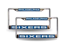 Rico Industries - Philadelphia 76ers Blue NBA Chrome Metal Laser License Plate Frame - Set of 2 Frames - Multi