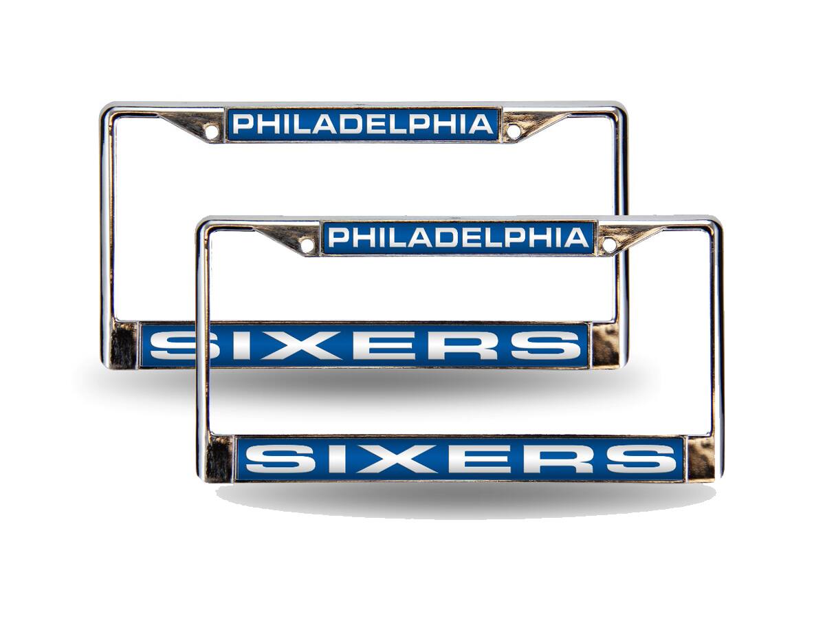Philadelphia 76ers Blue NBA Chrome Metal Laser License Plate Frame - Set of 2 Frames