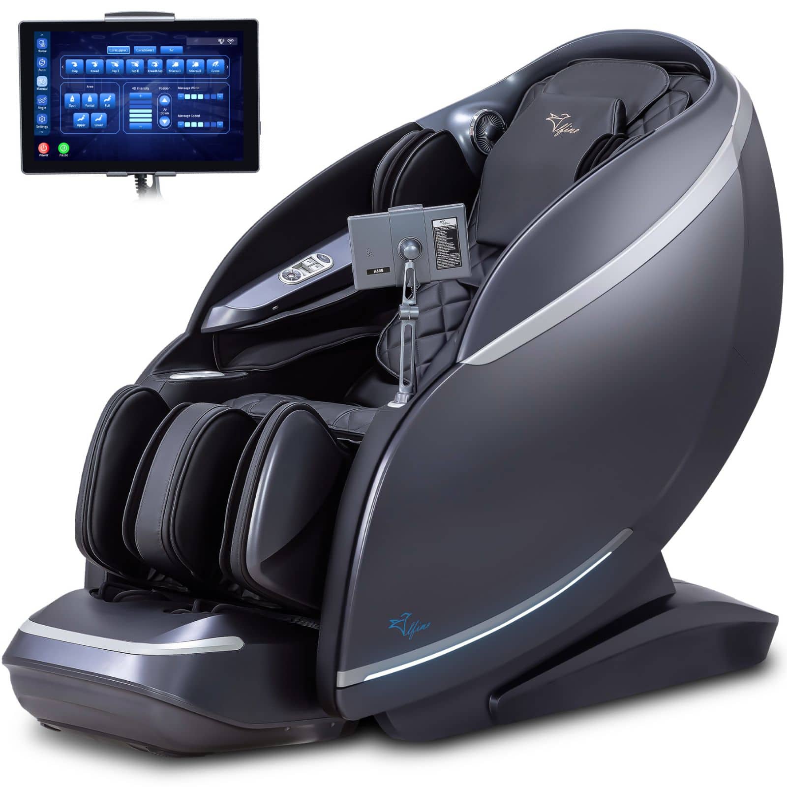 Front. Alfine - Alfine A688 Heaven Duet Massage Chair 4Dx3D Dual-Mechanism Zero Gravity Full Body Relaxation - Black.