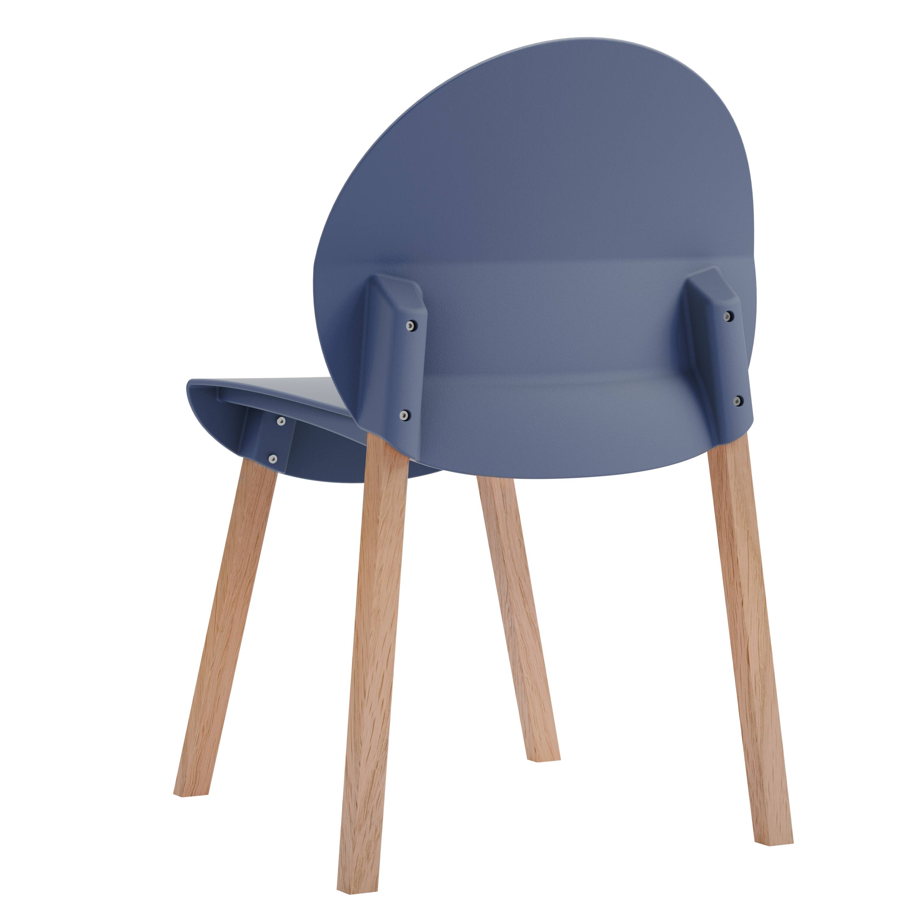 Alt View 8. Mondawe - 4-Pack Crimson Chairs – Red Oak Wood Legs & PP Seat - Blue.
