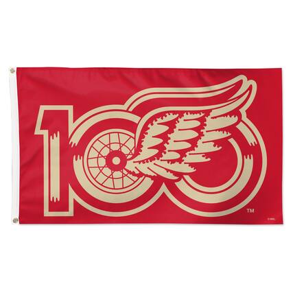 Front. WinCraft - Detroit Red Wings Centennial 3' x 5' Deluxe Single-Sided Flag - Multicolor.