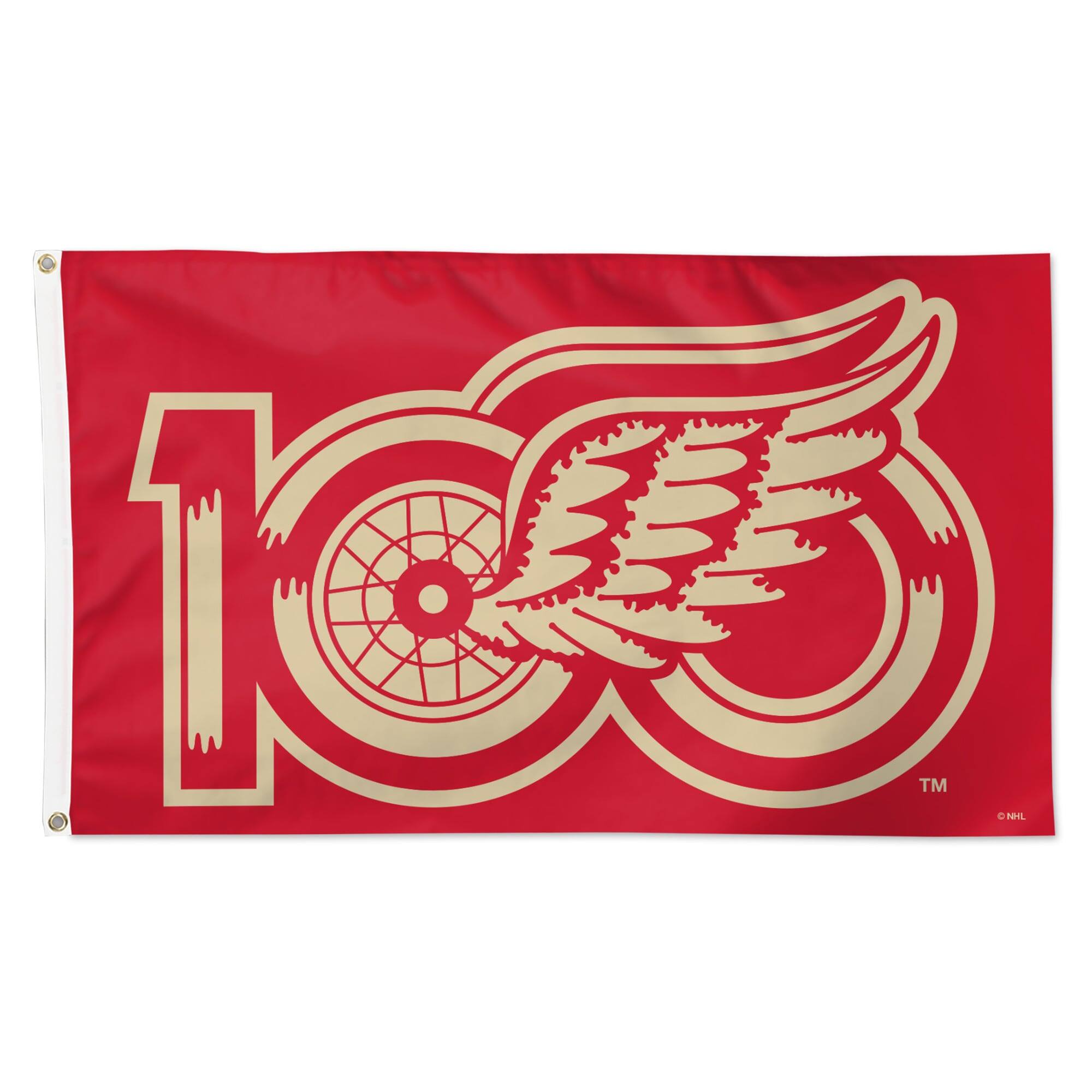 Front. WinCraft - Detroit Red Wings Centennial 3' x 5' Deluxe Single-Sided Flag - Multicolor.