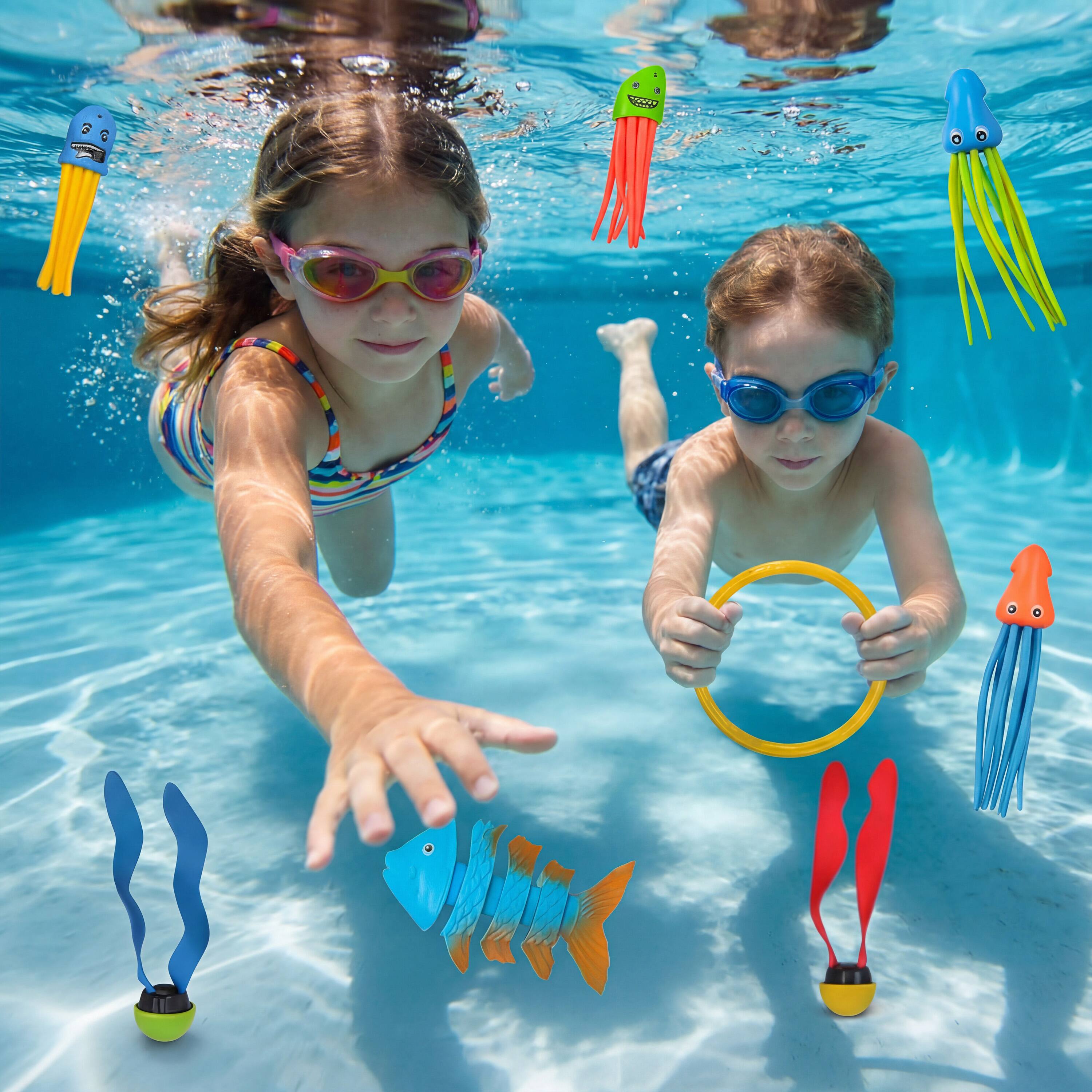 Alt View 1. Joyfy - 30 Pcs Diving Pool Toys for Kids, Jumbo Swimming Pool Diving Toys Set with Storage Bag, Pool Games Summer Swim Fish Toys.
