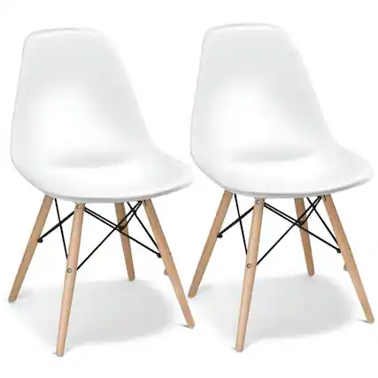 Front. Kadyn - Dining Chairs, Kitchen Chairs Trattoria Chairs,Set of 2 Mid-Century Modern DSW Dining Side Chair-White - White.