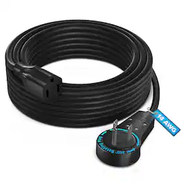 Maximm - 25 Feet 14Awg 360° Rotating Flat Plug Extension Cord / Wire, 3 Prong Grounded Wire, Heavy Duty - UL Certified - Black
