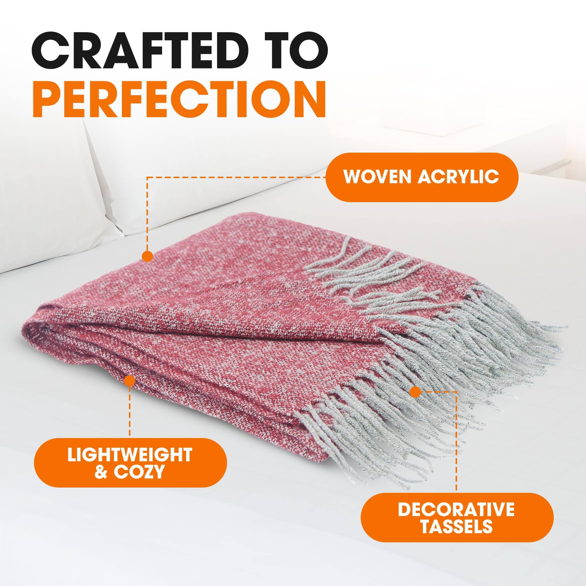 CRAFTED TO PERFECTION

WOVEN ACRYLIC

LIGHTWEIGHT & COZY

DECORATIVE TASSELS