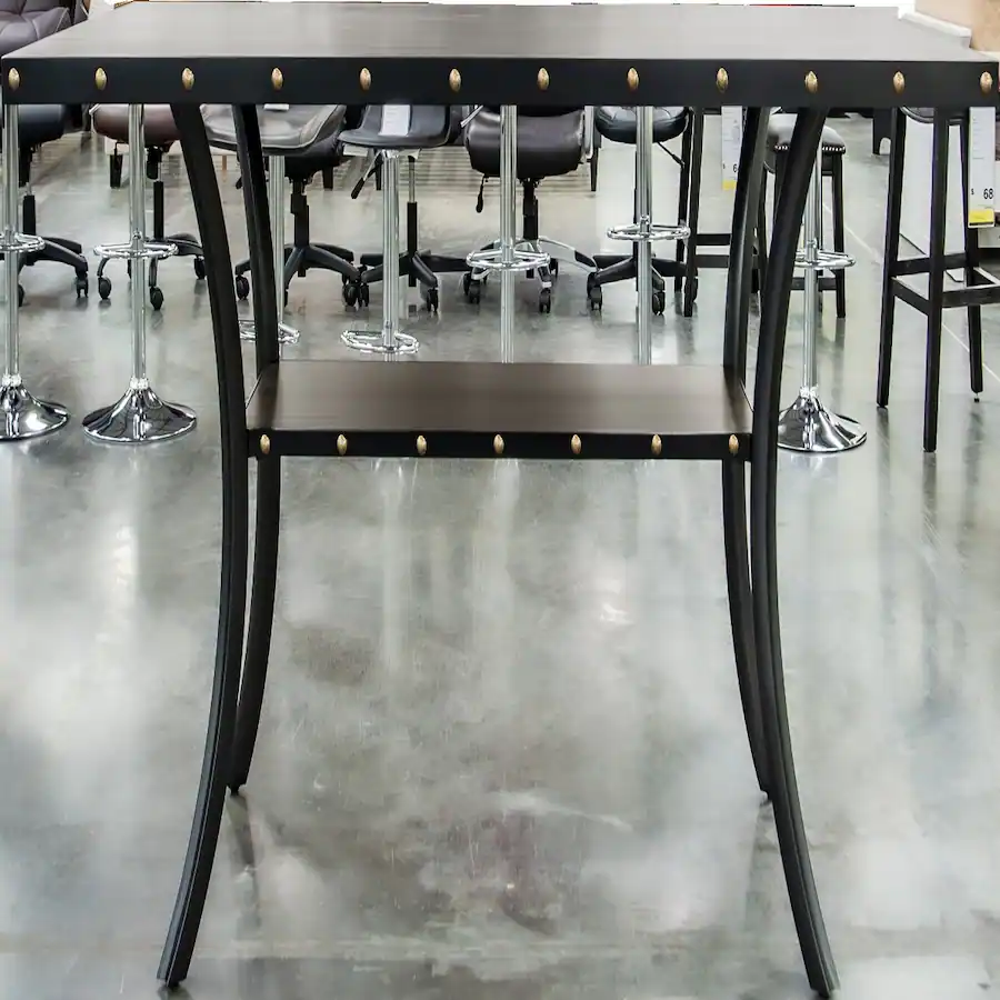 Basic Rectangle Table Loheer Counter Height Dining Table Rectangular Table with Storage Shelf ...