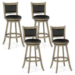 Costway - Swivel Bar Stools with Solid Rubber Wood Frame Set of 4 for Kitchen Island - Gray,Black