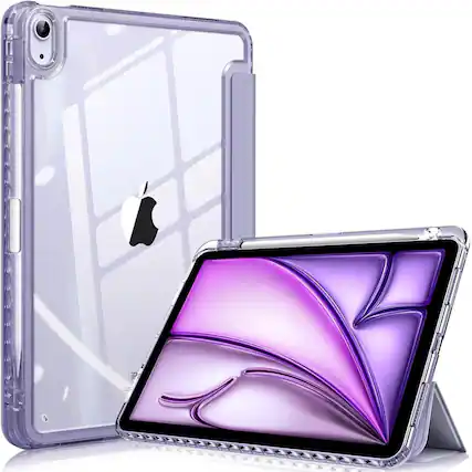 Front. Kitcheniva - Shockproof Hybrid Slim Case For iPad Air 11 Inch M2 2024 With Pencil Holder Violet - Alpine Green.