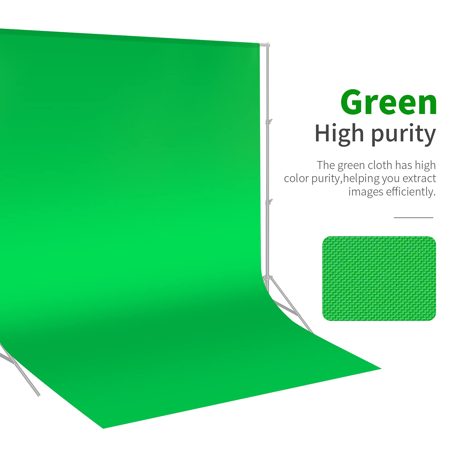 Green  
High purity  

The green cloth has high color purity, helping you extract images efficiently.
